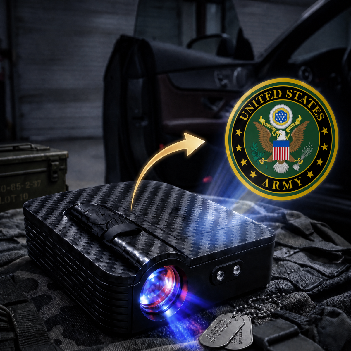 GlowBo car door projector – Army design