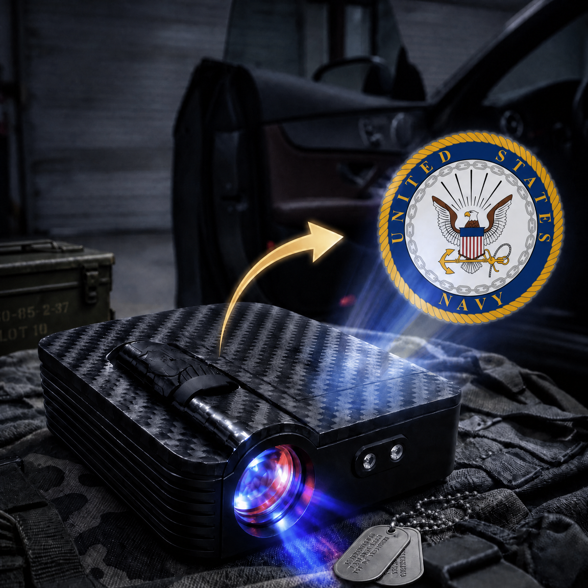 GlowBo car door projector – Navy design